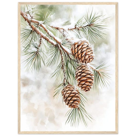 Verschneite Tannenzweige: Winter Natur Wandbild