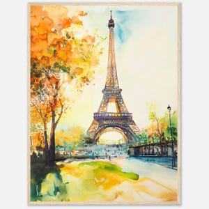 Paris Watercolor Painting PRINT Eiffel Tower Wall Art France Travel Poster Europe Watercolor Print Traveler Décor Europe Watercolor Print