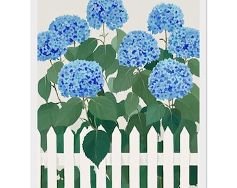 Blue Hydrangea Watercolor Print: Elegant Floral Wall Art