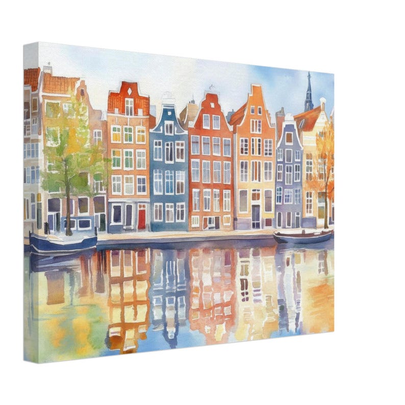 Amsterdam Canal Houses Watercolor Print: Dutch Architecture Wall Art - Etsy