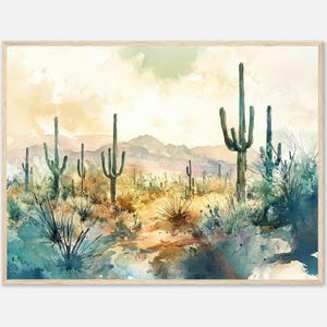 Saguaro Nationalpark Aquarell Malerei USA Wand Kunst Druck Wüste Kaktus Landschaft Reise Poster Südwesten USA Deko Kunst von NataliaAyuArt