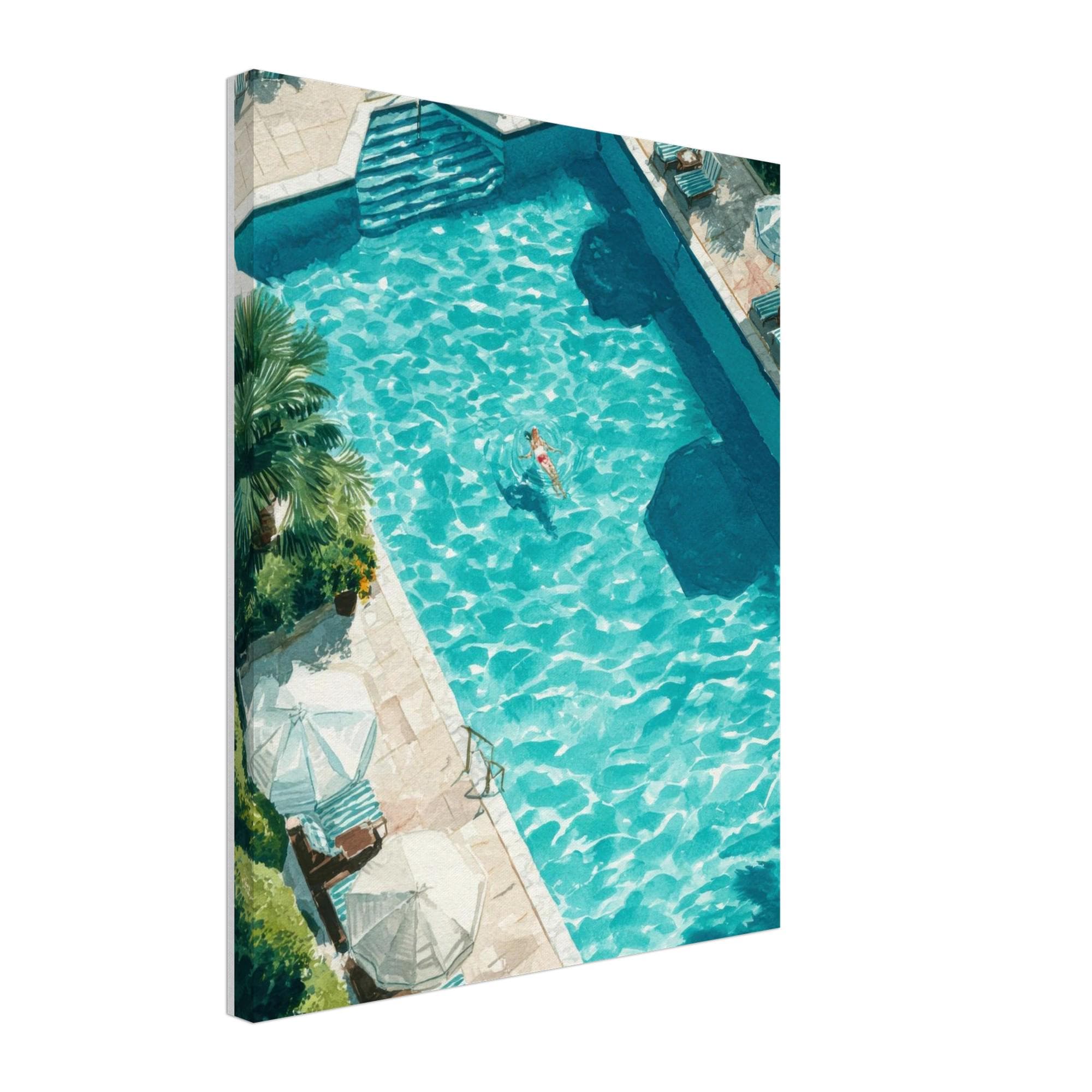 Mediterranean Pool Watercolor Print: Summer Swimming Painting