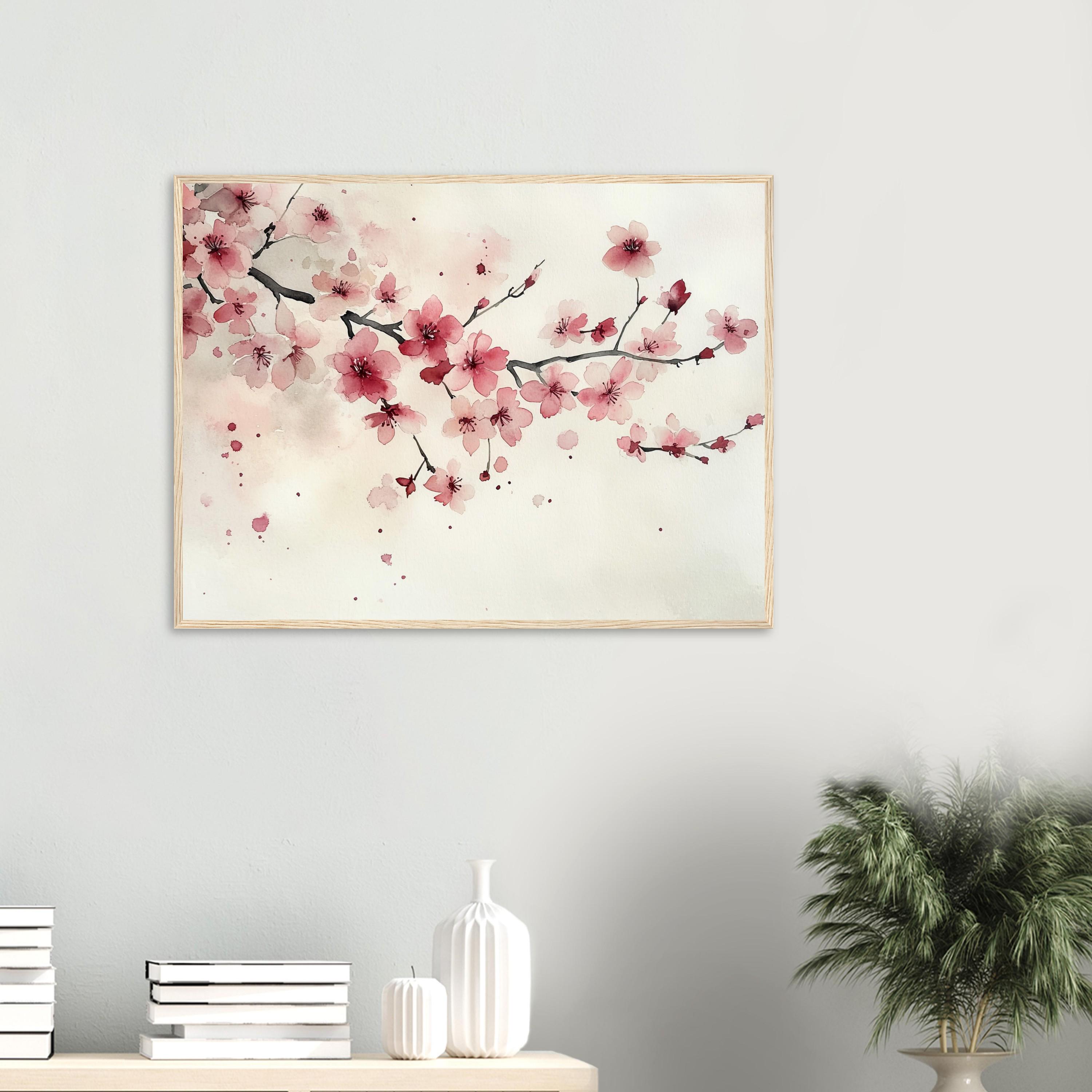 Sakura Cherry Blossom Watercolor Print: Japanese Floral Canvas Wall Art ...