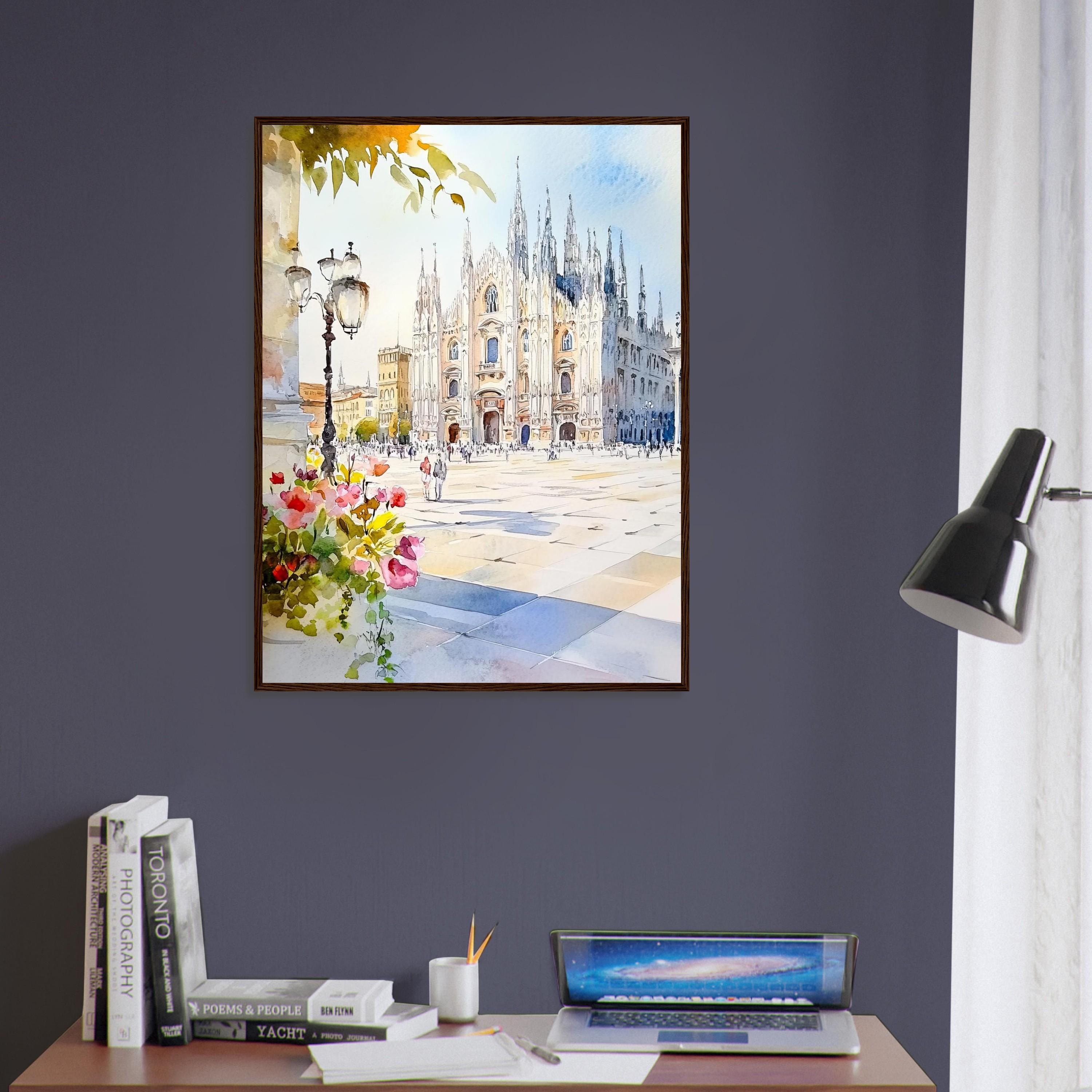 ミラノ大聖堂の水彩画：イタリアの大聖堂芸術、ゴシック建築 - Etsy 日本