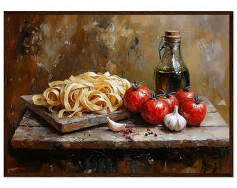 Italian Cuisine Still Life Print: Rustic Kitchen Wall Art
