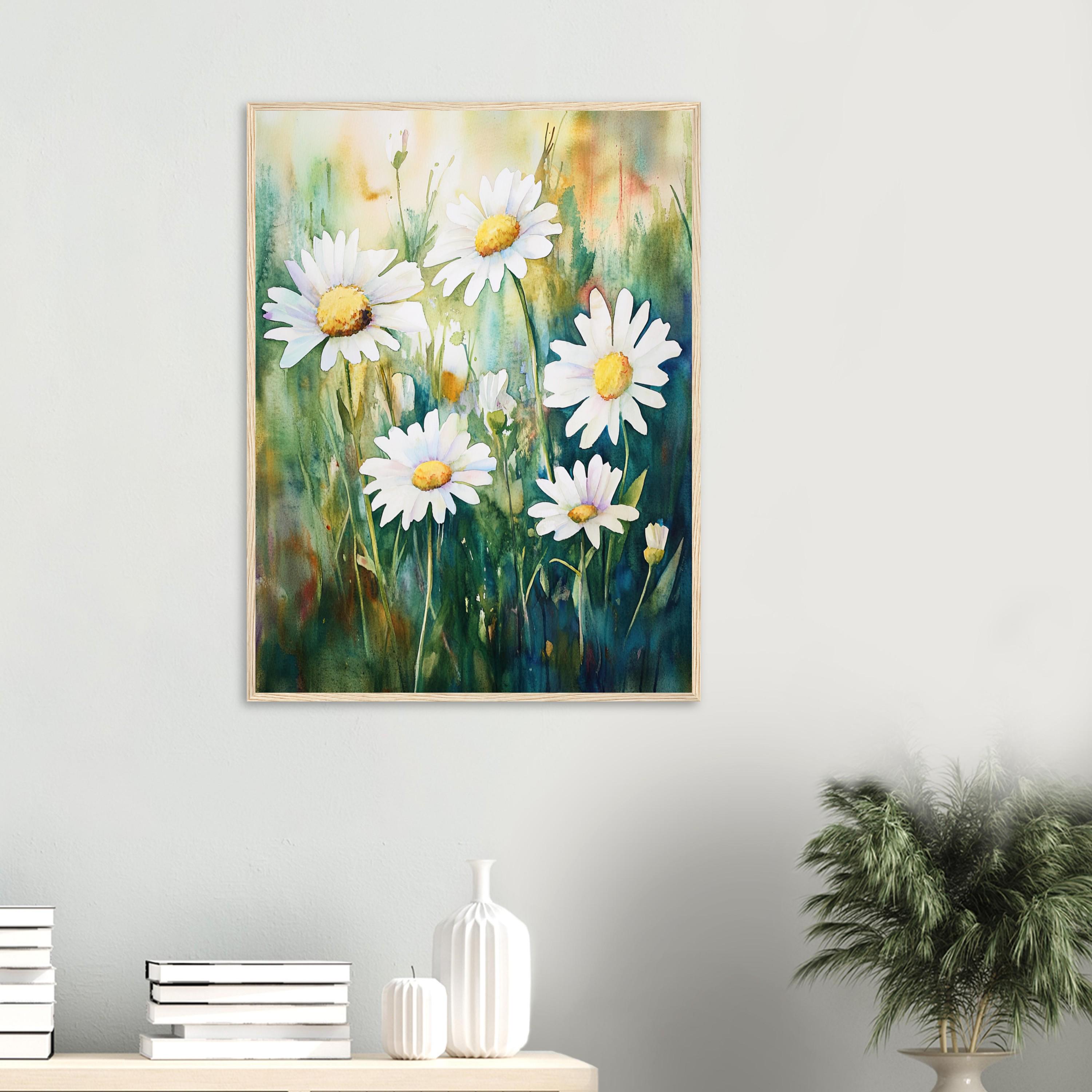Daisy Meadow Watercolor Print: White Flower Floral Wall Art - Etsy