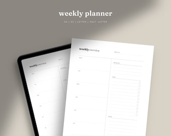 Undated Weekly Planner | Weekly Planner | Planner Insert | Instant Download | PDF Download A4, A5, Letter, Half Letter