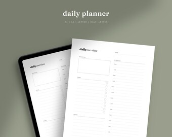 Undated Daily Planner| Daily Planner | Planner Insert | Instant Download | PDF Download A4, A5, Letter, Half Letter