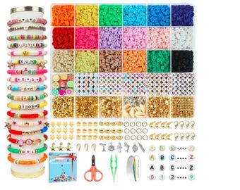 5100Pcs Polymer Heishi Beads with Charms for Friendship Bracelets for Teen Girls ages 8 -12