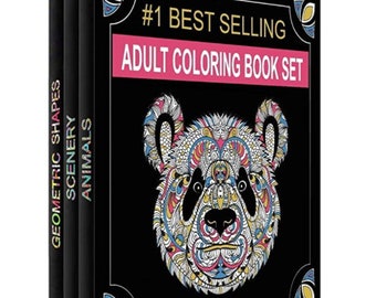 Adult Coloring Books Set - 3 Coloring Books For Grownups