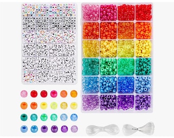4000pcs Rainbow Pony Beads & Letter Beads Kit: DIY Bracelet Jewelry