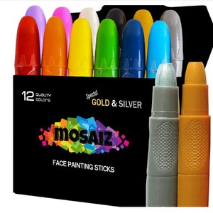 Face Painting Kit for Kids, 12 Colors Water Based Face Paint Kit, Twistable & Washable Paint Sticks for Cosplay Makeup and Body Paints