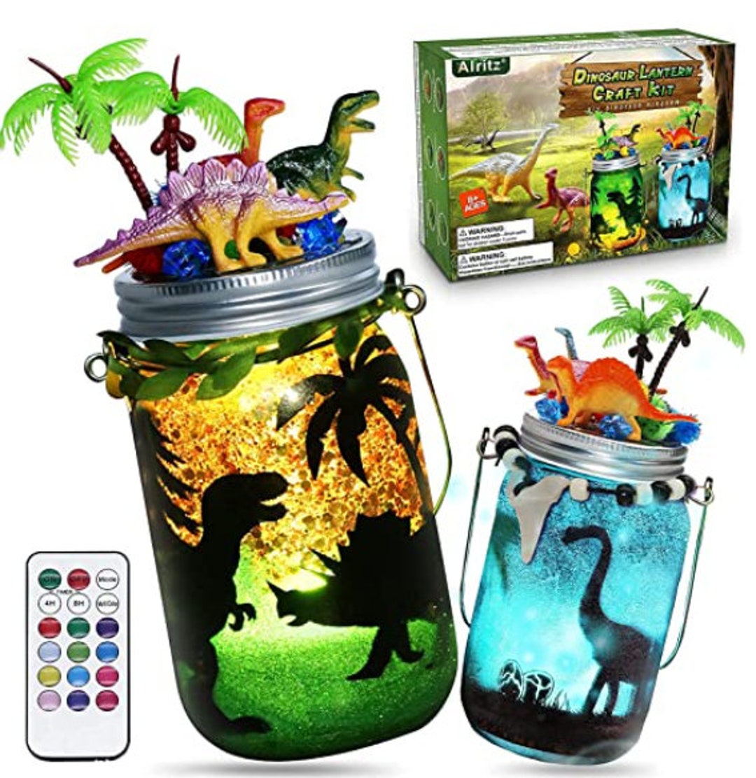 DIY Dinosaur Lantern Craft Kit W/ 6 Mini Dinosaurs, Dino Night Light