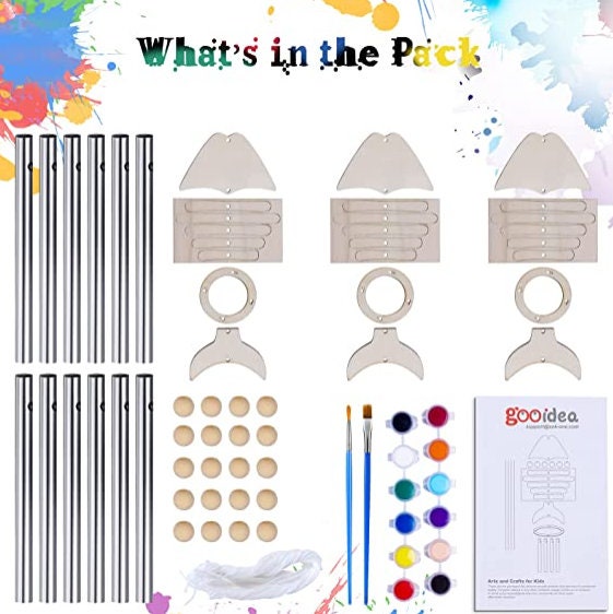 3-Pack DIY Wind Chime Kits- Arts and Crafts for Boys Girls Kids Ages 8-12  4-8 6-8 5-7 3-5, Construct & Paint Birthday Holiday for Kids