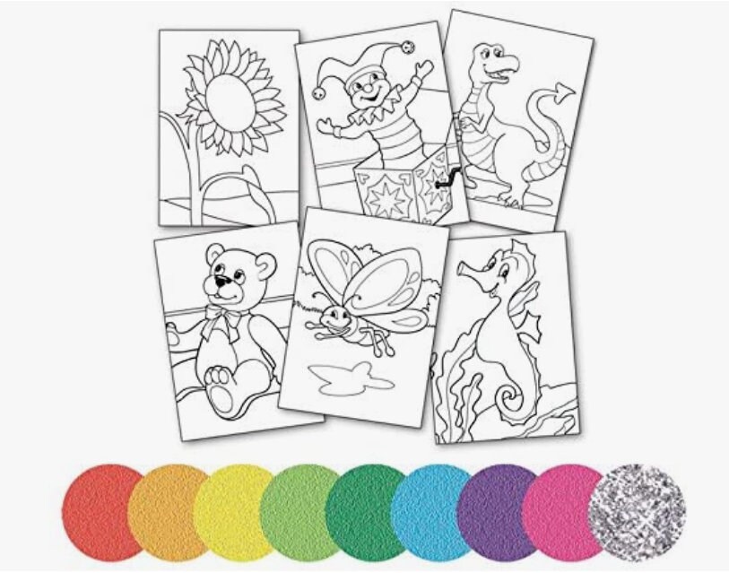 Artskills Glitter Sand Art Activity Kit for Kids / 6 Peel and Sprinkle Designs, 8 Sand Colors