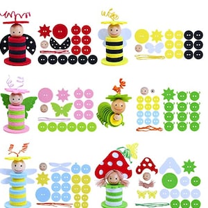 Insect Felt Craft DIY Kit Pack of 6 - Early Educational Toys Includes Ladybug Caterpillar Dragonfly Bee Butterfly Mushroom for Kids Ages 3-6