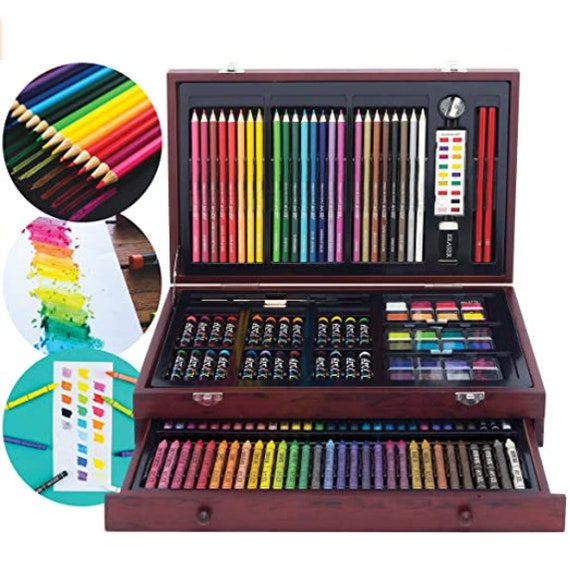 85 Piece Deluxe Wooden Art Set Crafts Drawing Painting Kit 