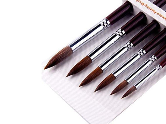 Sable Watercolor Brushes Professional Kolinsky Watercolor Paint Brushes for  Artists 6pcs - Poin - Paint Brushes