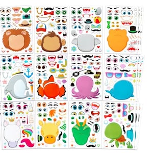 DIY Face Sticker for Kids/36Pcs Create, Mix & Match Sticker Sheets/Kids Craft Party