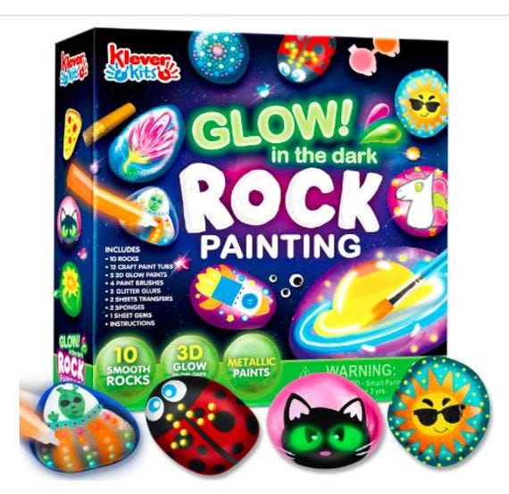 22 Glow in the Dark Crafts for Kids 19 Glow in the Dark Rock Painting Kit/Kids Art & Craft Painting Kit/For…