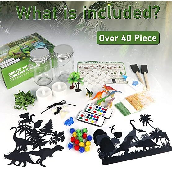 Mostof Lanterne Dinosaure DIY – 6 Figurines Réalistes, Télécommande RVB, Décor 3D – Cadeau Créatif Pour Garçons (4-10 Ans)