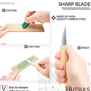 Wood Whittling Kit for Beginners: Hutsuls Razor Sharp Carving Knife Set image 3