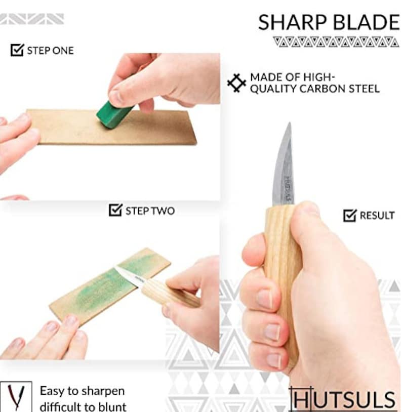 Wood Whittling Kit for Beginners: Hutsuls Razor Sharp Carving Knife Set image 3