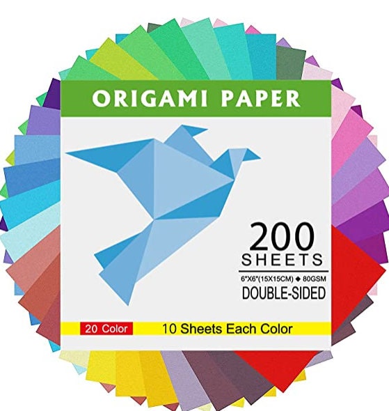 Papier Origami 200 Feuilles 20x20cm | Double Face | 10 Couleurs Vives | 70g/m² | Pour DIY Et Crafts