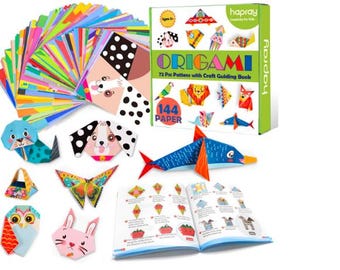 Origami Kit / 144 sheets Origami Paper for Kids / 72 Patterns with a Craft Guiding Book