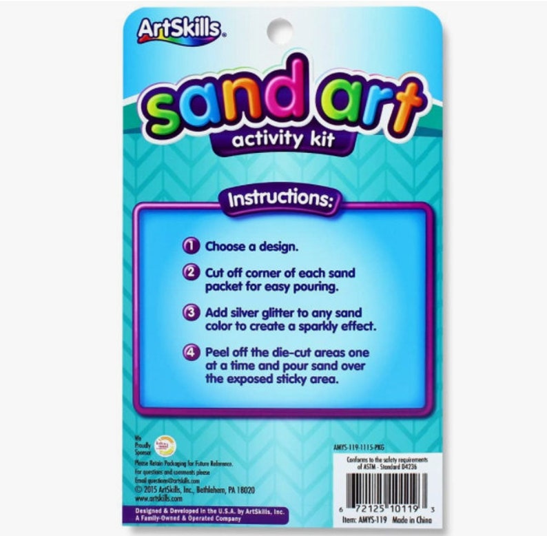 Artskills Glitter Sand Art Activity Kit for Kids / 6 Peel and Etsy
