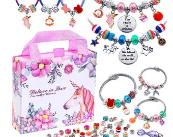 Unicorn Charm Bracelet Making Kit for Girls, Jewelry Craft Set