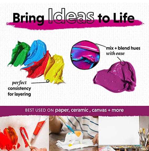 Crafts 4 All Acrylic Paint Set 24pack of 12ml Art Paints for Canvas