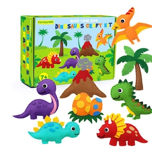 Dinosaurs DIY Felt Sewing Kit for Girls and Boys, Educational Craft Kits for Beginners