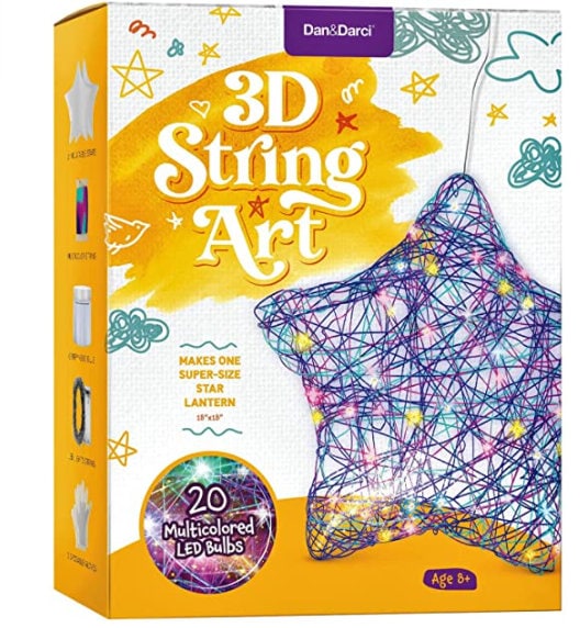 3D String Art Kit for Kids - Makes a Light-Up Heart Lantern - 20  Multi-Colored LED Bulbs - Kids Gifts - Crafts for Girls and Boys Ages 8-12  - DIY Arts