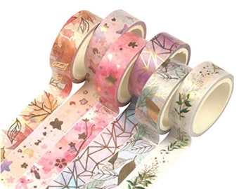Floral Gold Foil Washi Tape Set: Decorative Journaling Supplies