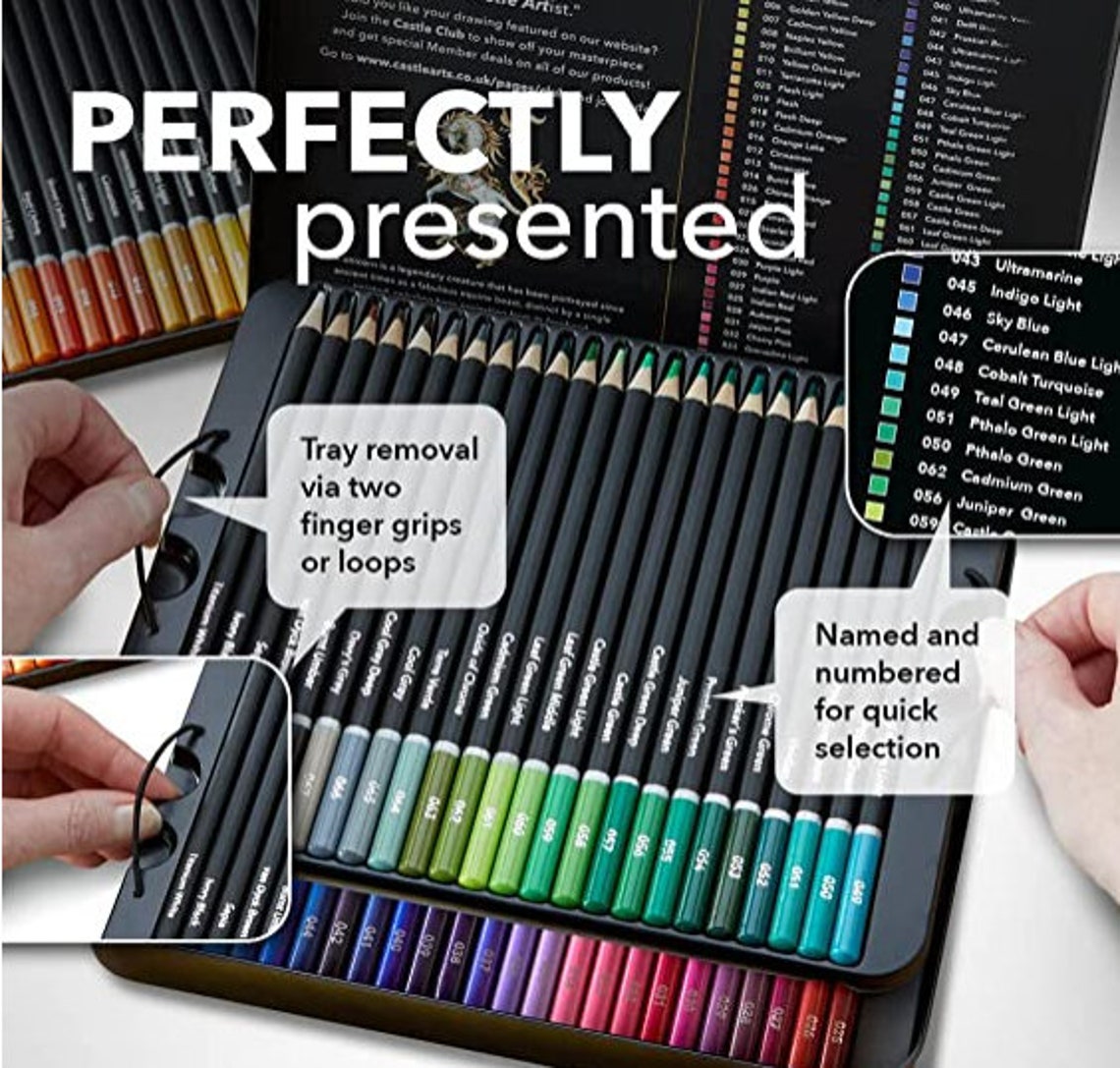 Castle Art Supplies 72 Colored Pencils Set for Adult Artists, Professionals and Colorists