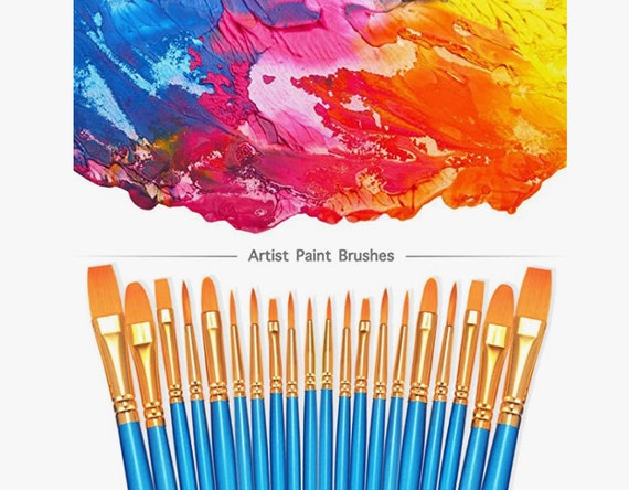 Paint Brushes Set, 2Pack 20 Pcs Paint Brushes for Acrylic Painting, Oil  Watercolor Acrylic Paint Brush,, Kids Adult Drawing Arts Crafts Supplies,  Blue 