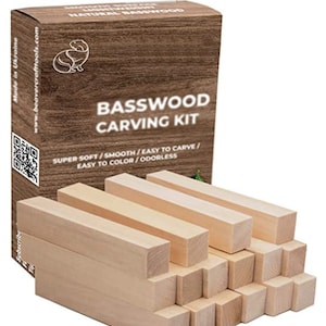 Basswood Carving Blocks Kit: Soft Wood for Whittling - 16 Pcs