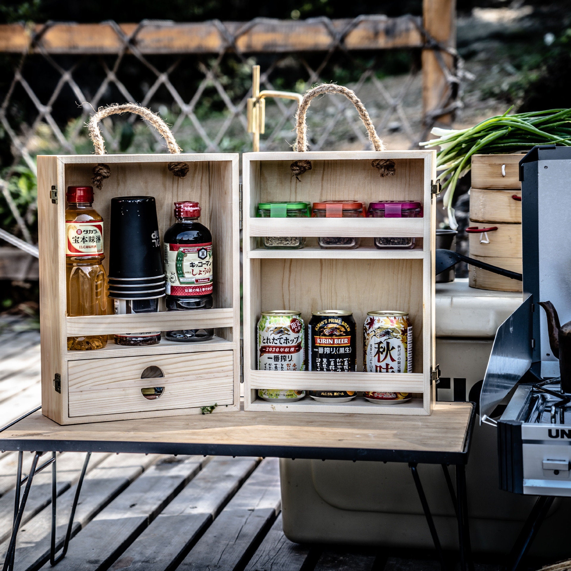 BARANGGI Camping Box Kitchen Outdoor Camping Pine Wood Etsy