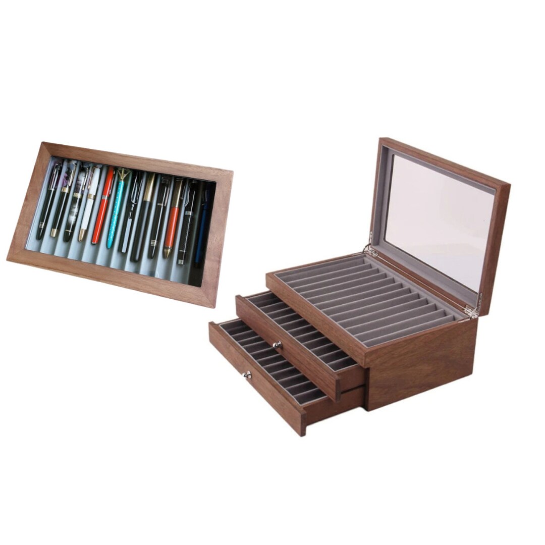 BARANGGI Wooden Pen Holder Box Pen Holder Display Etsy