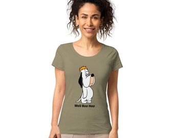 Retro cartoon hound, Droopy Dog Women’s basic organic t-shirt. 100% cotton eco-friendly tee makes a great gift.