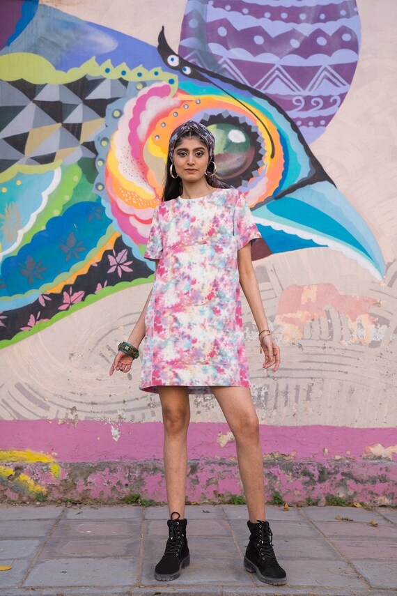 pink tie dye t shirt dress Tie Dye Dress Shirt: Casual Pink Tie-Dye T-Shirt Dress