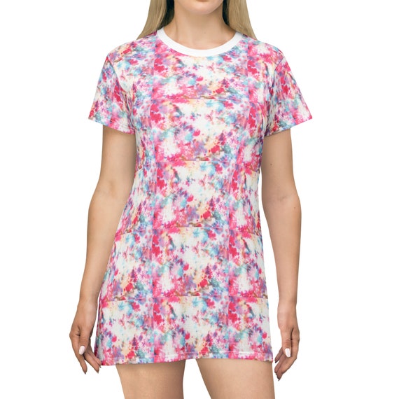 pink tie dye t shirt dress Tie Dye Dress Shirt: Casual Pink Tie-Dye T-Shirt Dress