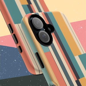 Funda para teléfono estilo años 70 con rayas retro: Funda vintage para iPhone, Samsung y Pixel.