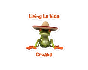 Funny Mexican Frog Sticker: La Vida Croaka Scrapbooking Supply