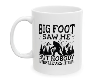 Bigfoot Sasquatch Coffee Mug, Funny Camping Dad Gift, Novelty Ceramic Cup