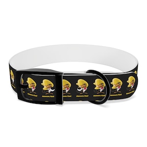 Custom vintage cartoon, Speedy Gonzalez, Dog Collar. Black pet collar for large dogs, small dogs and medium dogs. Also a cat collar.