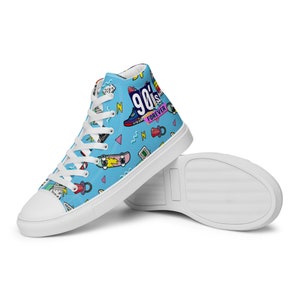 90s Retro High Top Sneakers Women | 90s Style Custom Canvas Sneakers | High Top Shoes Streetwear Adventure