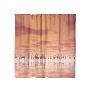 Pink Flamingo Badezimmer Duschvorhang. Flamingo Dekor langer Duschvorhang.