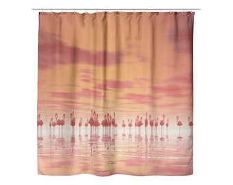 Tenda da doccia con fenicotteri rosa: divertente decorazione per il bagno e tenda da bagno tropicale